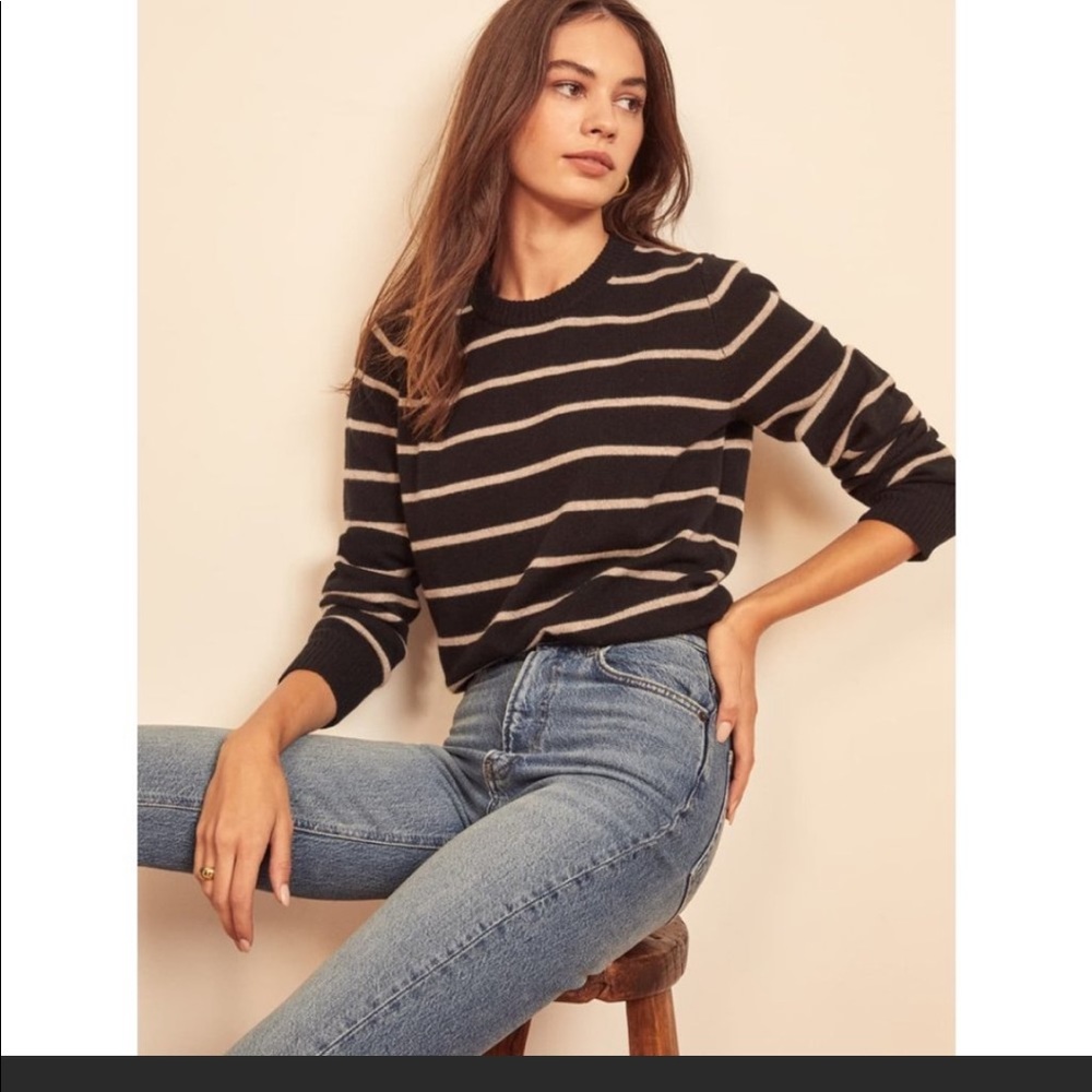 NEW Reformation Cashmere Boyfriend Striped Sweater